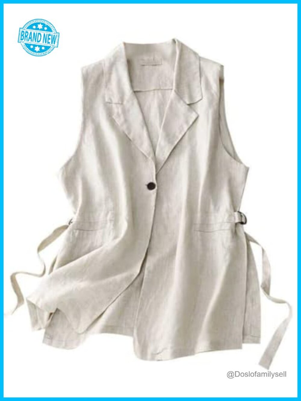 Linen Vest for Women Sleeveless Blazer Business Casual Office